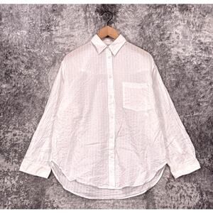 Matteau Top US 4 Womens White Organic Cotton Oversized Button Down Tunic Shirt